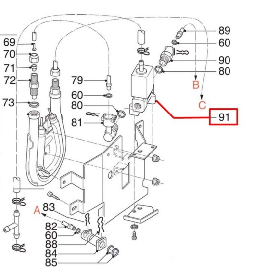DeLonghi solenoīda vārsts 18.bar V3 metāla