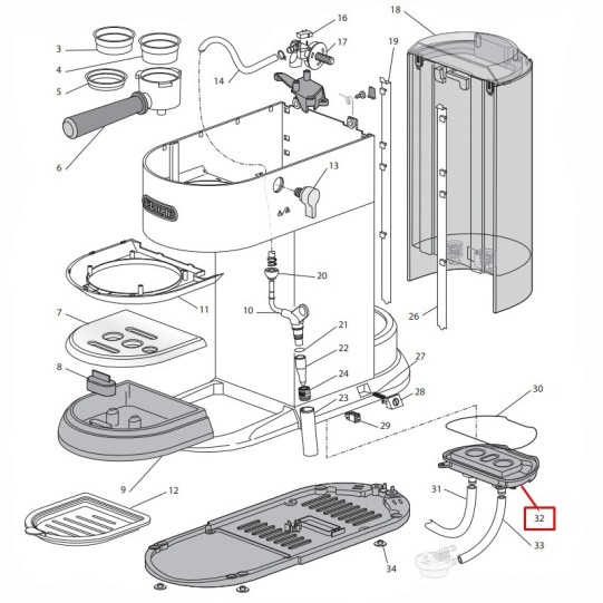 DeLonghi ūdens tvertnes pamatne EC685