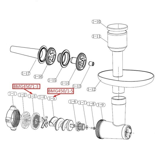 Auger for Stollar BMG450, BMG470 Meat Grinder BMG450/1-5