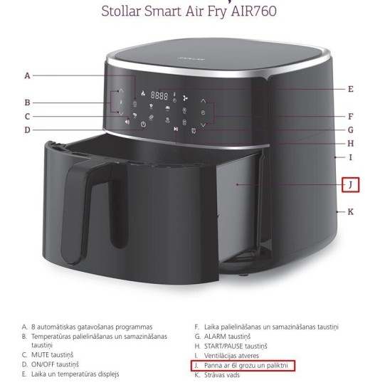 Контейнер с 6-литровой корзиной и подставкой для аэрогриля Stollar AIR760 (AIR760/57-61)