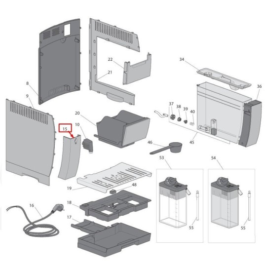Left Front Piece for DeLonghi Dinamica Plus ECAM380.95.TB Coffee Machines (AS00007108)