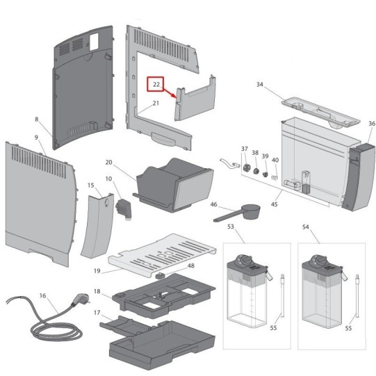 Priekšējais panelis DeLonghi Dinamica Plus ECAM380.95.TB kafijas automātiem (AS00007114)